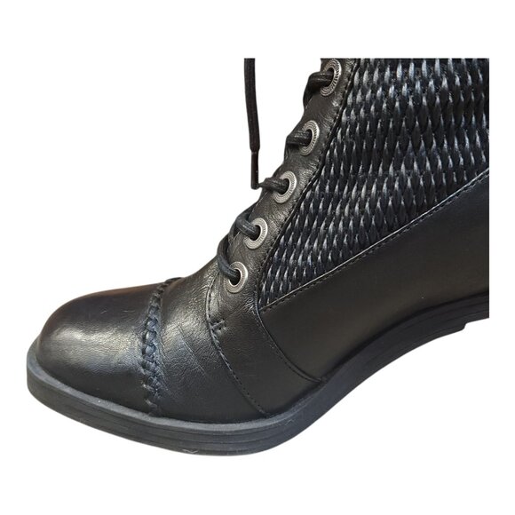 Kelsi Dagger Weaver Black Leather Heeled Lace-up Ankle Boots Women's 7.5 M - Picture 7 of 14